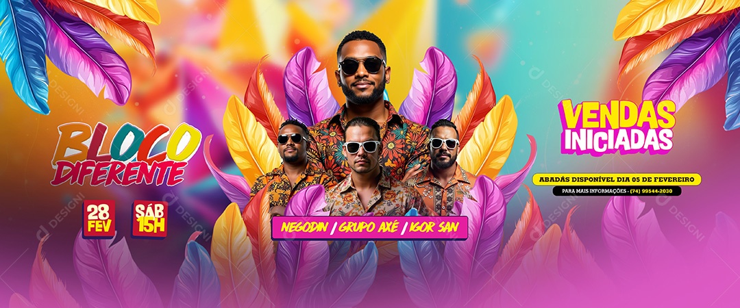 Banner Flyer Bloco Diferente Social Media PSD Editável