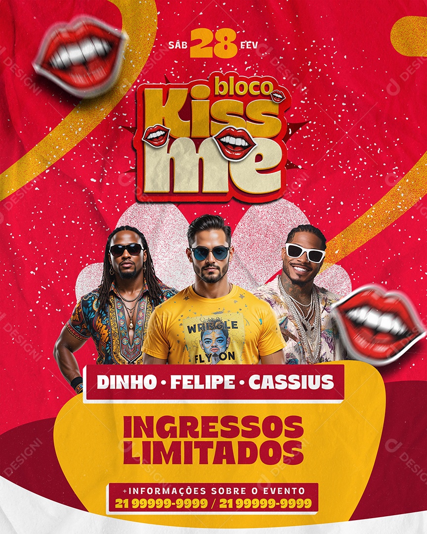 Feed Flyer Bloco Kissme 2025 Social Media PSD Editável