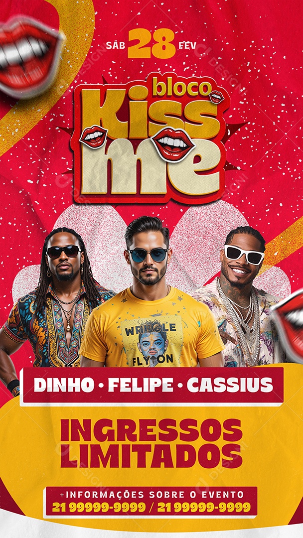 Story Flyer Bloco Kissme 2025 Social Media PSD Editável