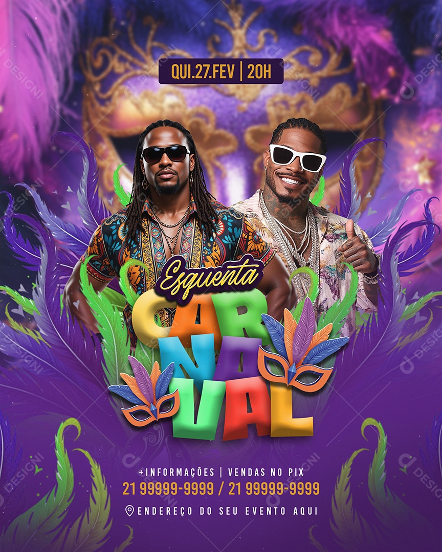 Feed  Flyer Esquenta Carnaval Social Media PSD Editável