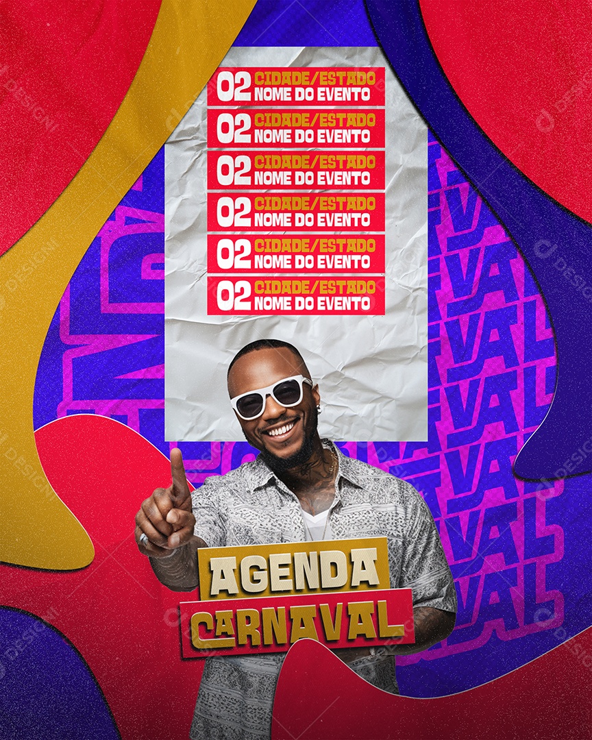 Feed Show Agenda Carnaval Social Media PSD Editável