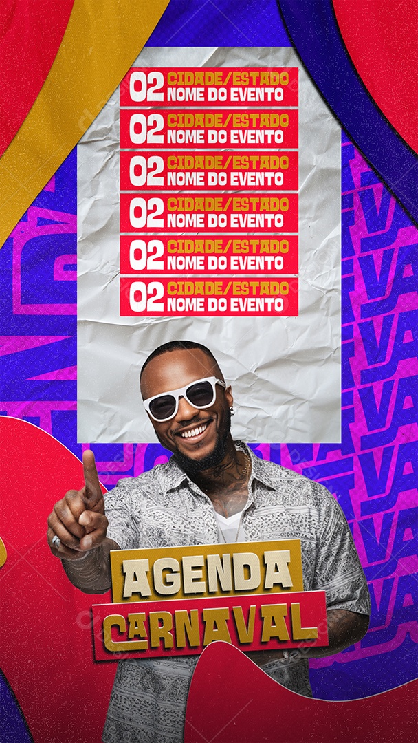 Story Show Agenda Carnaval Social Media PSD Editável