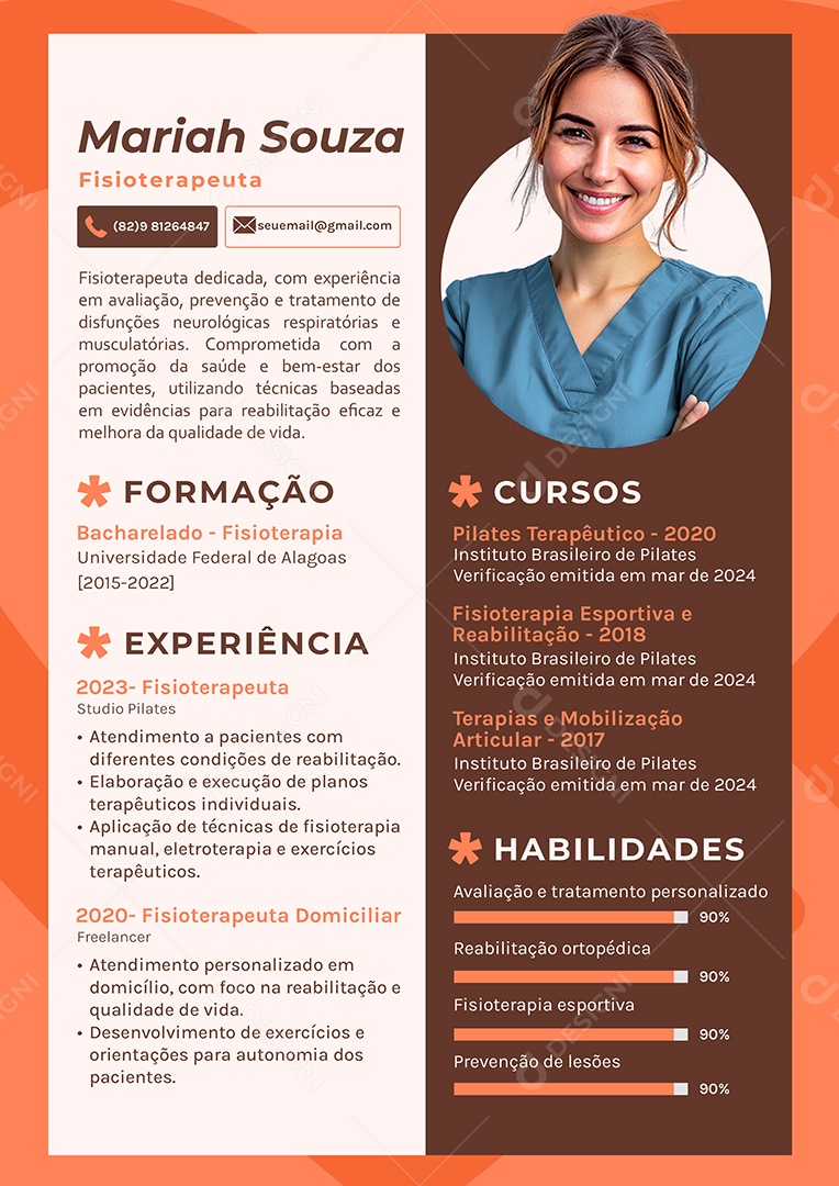 Modelo de Currículo Mariah Souza Fisioterapeuta PSD Editável