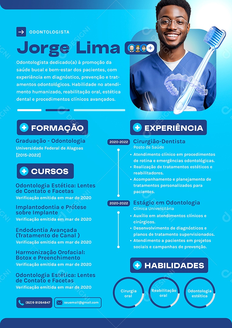 Modelo de Currículo Odontologista Jorge Lima PSD Editável