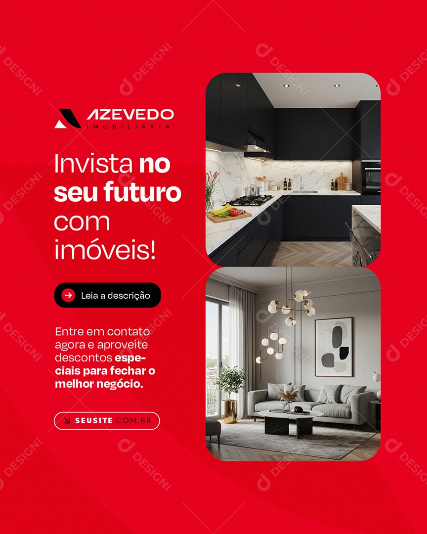 Imobiliária Invista no Seu Futuro com Imóveis Social Media PSD Editável