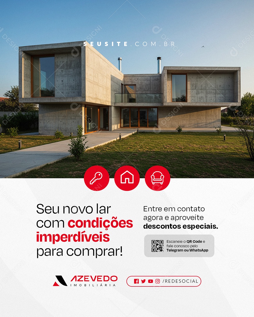 Imobiliária Seu Novo Lar com Condições Imperdíveis Social Media PSD Editável