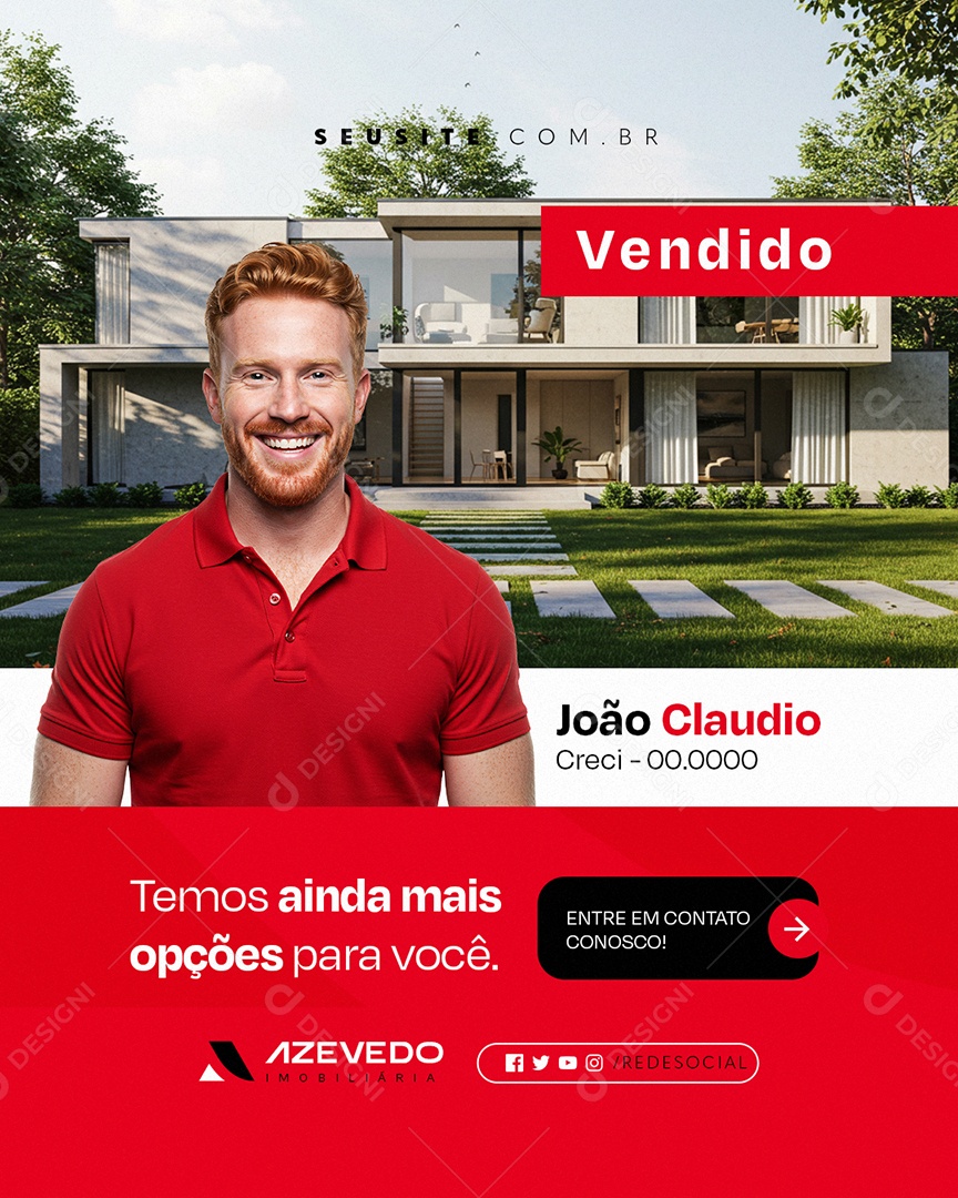 Imobiliária Vendido Social Media PSD Editável