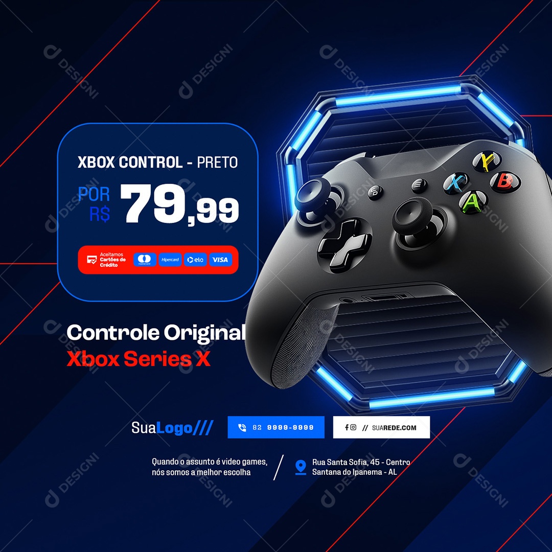 Video Games Xbox Control Social Media PSD Editável