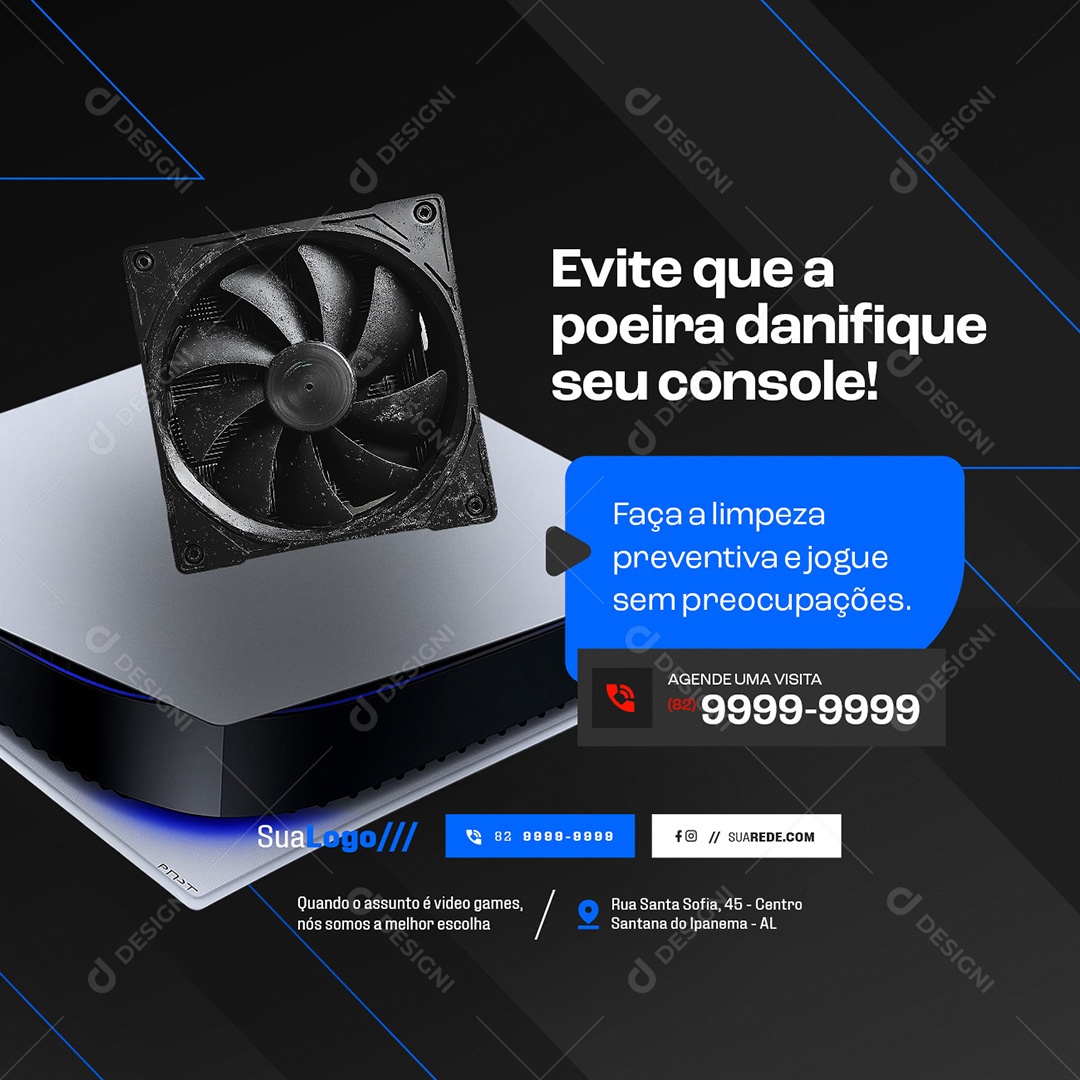 Video Games Evite Que a Poeira Social Media PSD Editável