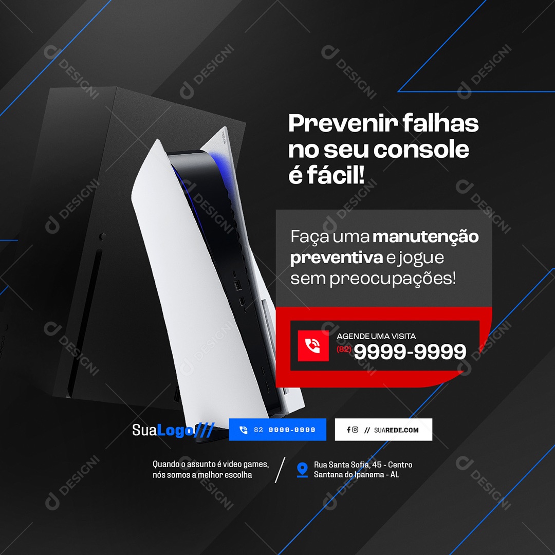 Video Games Prevenir Falhas no Seu Console é Fácil Social Media PSD Editável
