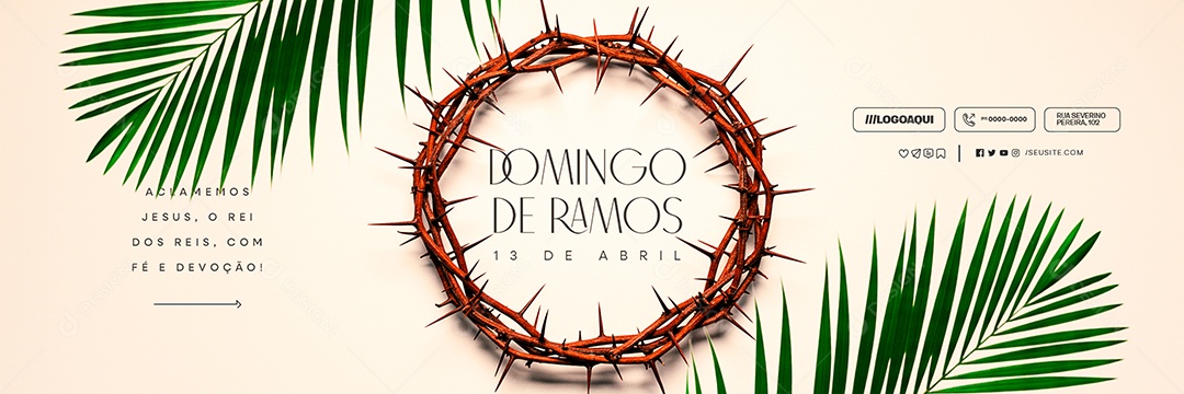 Carrossel Domingo de Ramos 13 de Abril Aclamemos Jesus Social Media PSD Editável