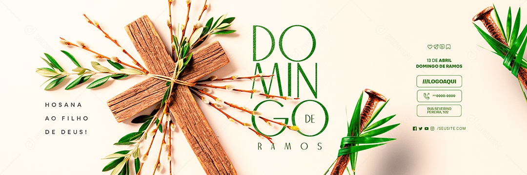 Carrossel Domingo de Ramos 13 de Abril Hosa ao Filho de Deus Social Media PSD Editável
