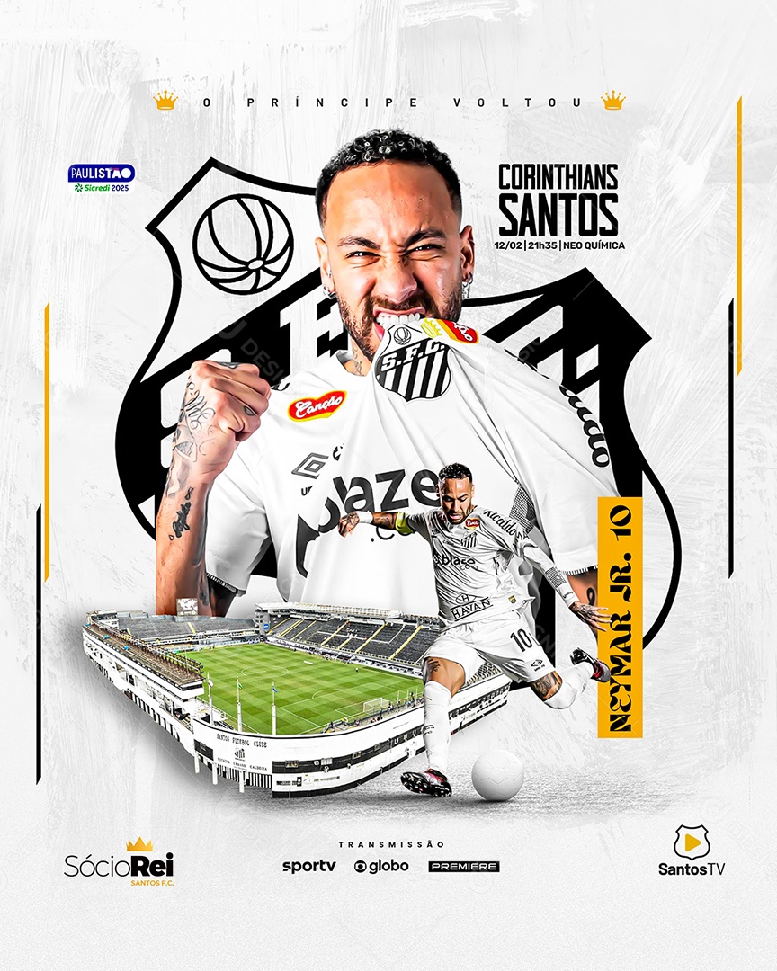 Futebol Corinthians vs Santos Social Media PSD Editável