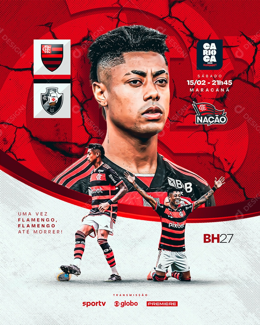 Jogo de Futebol Flamengo no Maracanã Social Media PSD Editável