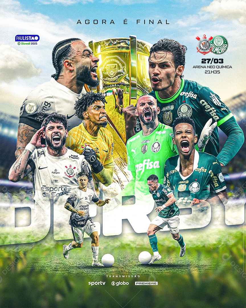 Final Palmeiras vs Corinthians Social Media PSD Editável