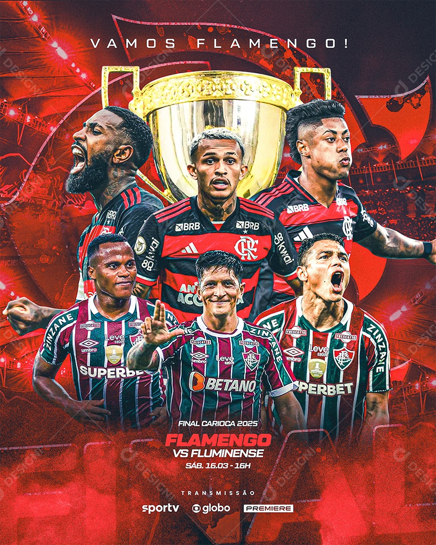 Final Flamengo vs Fluminense Social Media PSD Editável