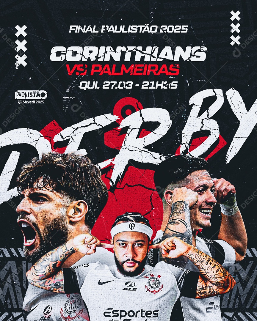 Final Corinthians vs Palmeiras Social Media PSD Editável