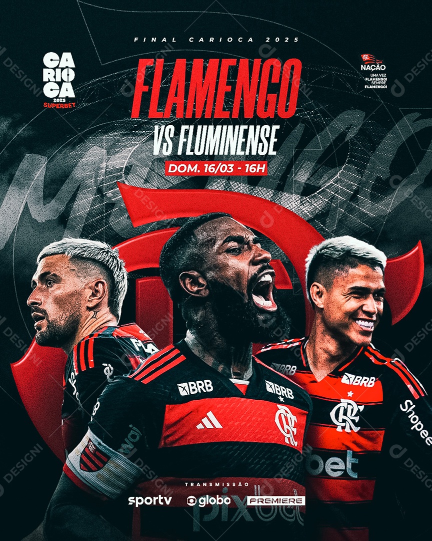 Final Flamengo vs Fluminense Social Media PSD Editável