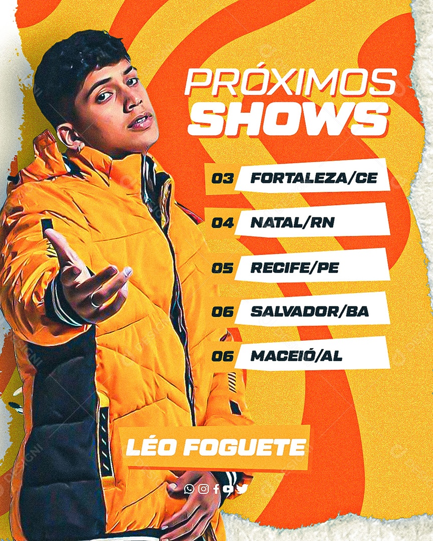 Agenda Próximos Shows Léo Foguete Social Media PSD Editável