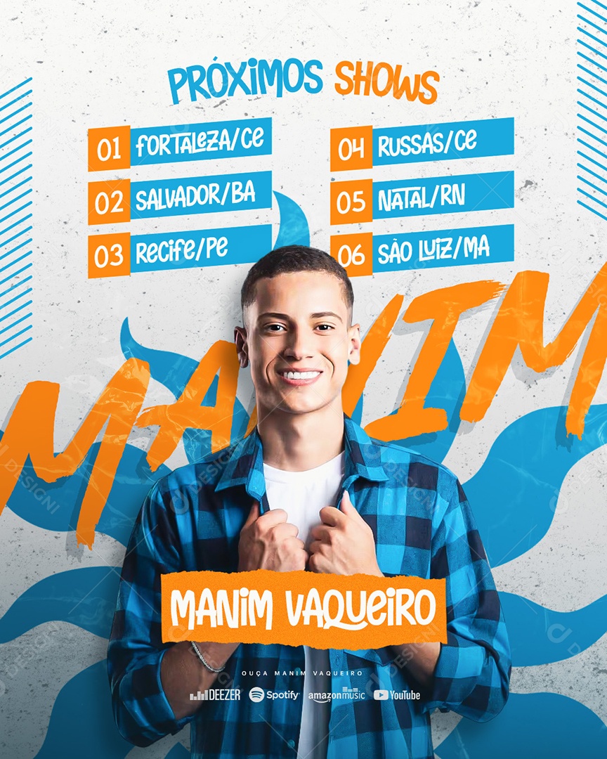 Agenda Próximos Shows Manin Vaqueiro Social Media PSD Editável