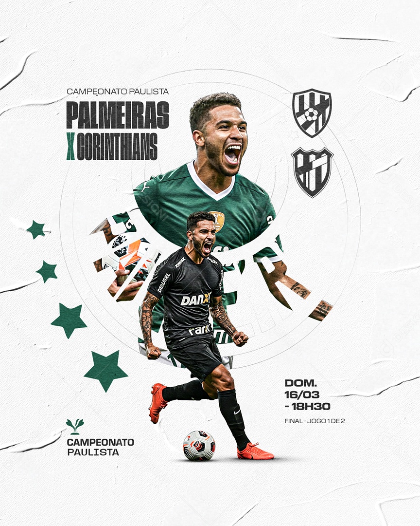 Campeonato Paulista Palmeiras x Corinthians Social Media PSD Editável