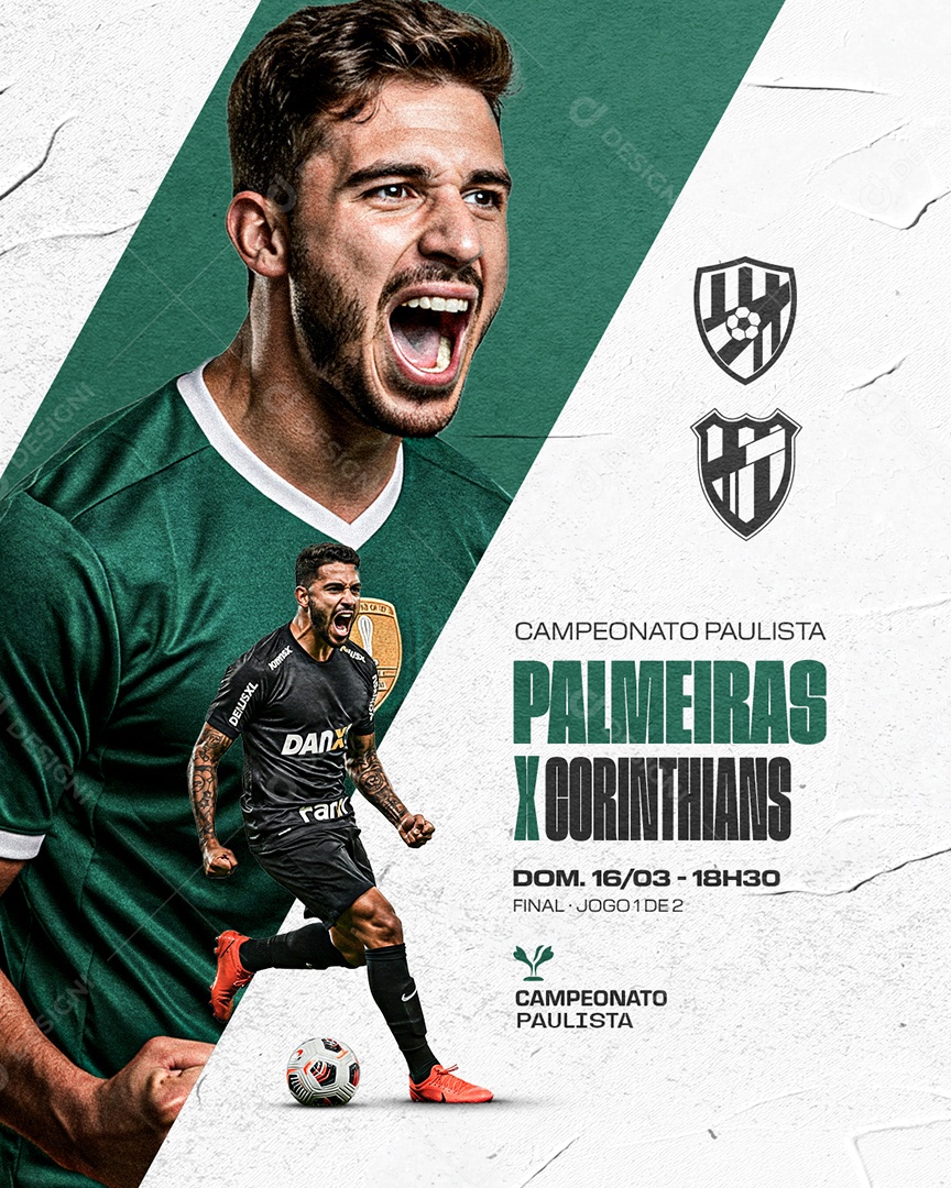 Campeonato Paulista Palmeiras x Corinthians Social Media PSD Editável
