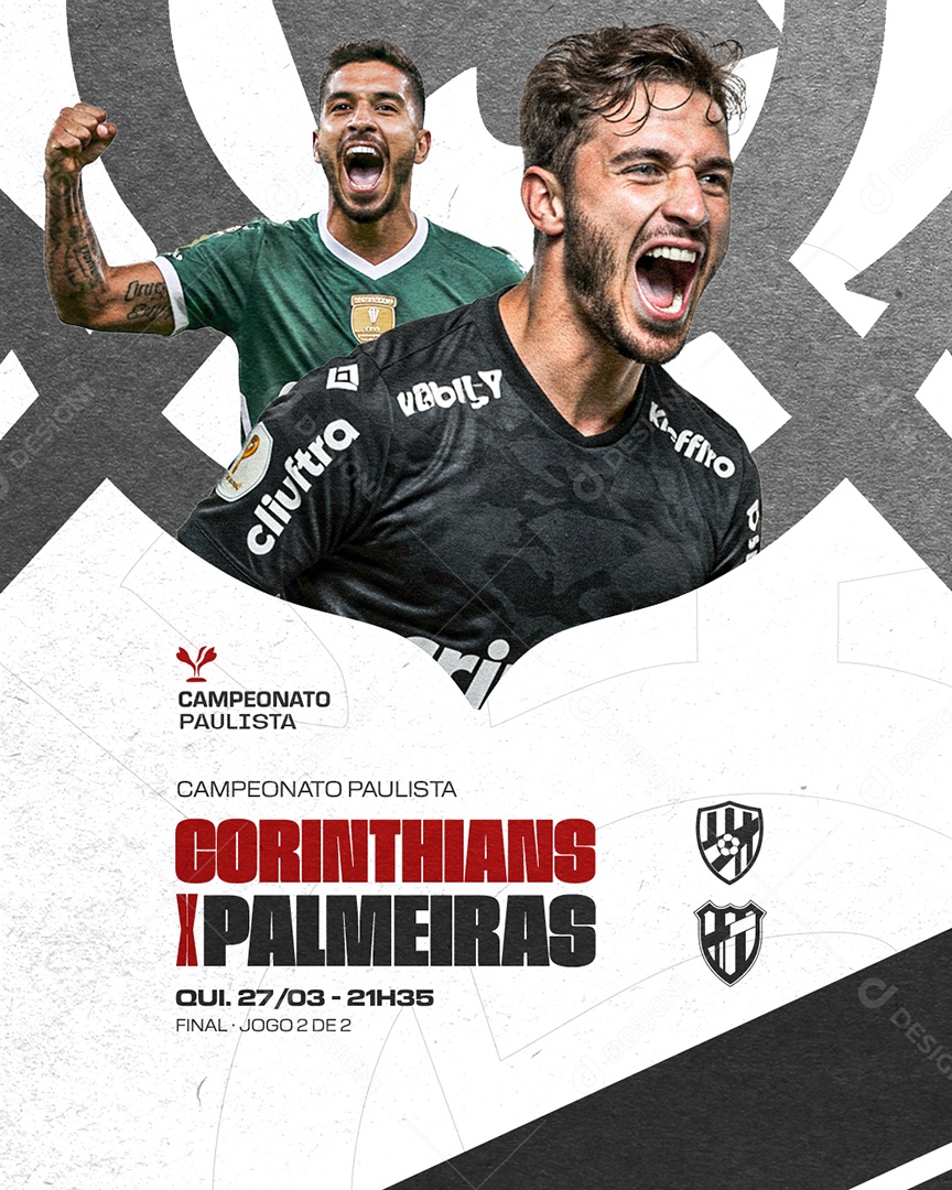 Campeonato Paulista Corinthians x Palmeiras Social Media PSD Editável