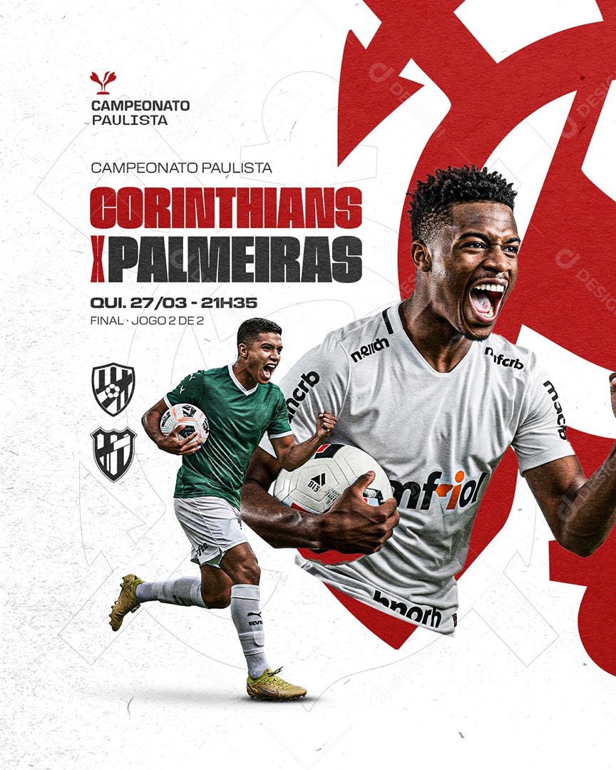 Campeonato Paulista Corinthians x Palmeiras Social Media PSD Editável