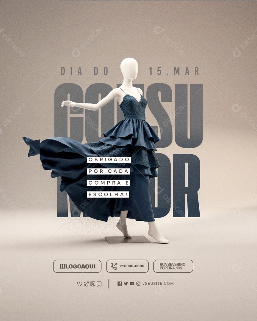 Dia do Consumidor 15 de Março Loja de Roupas Social Media PSD Editável