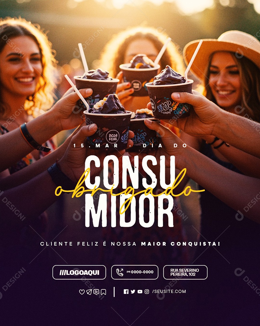 Dia do Consumidor 15 de Março Açaíteria Social Media PSD Editável
