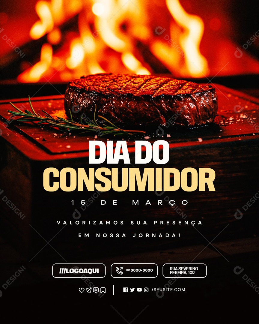 Dia do Consumidor 15 de Março Churrascaria Social Media PSD Editável