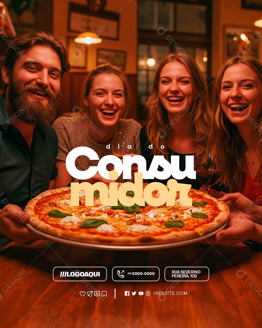 Dia do Consumidor 15 de Março Pizzaria Social Media PSD Editável