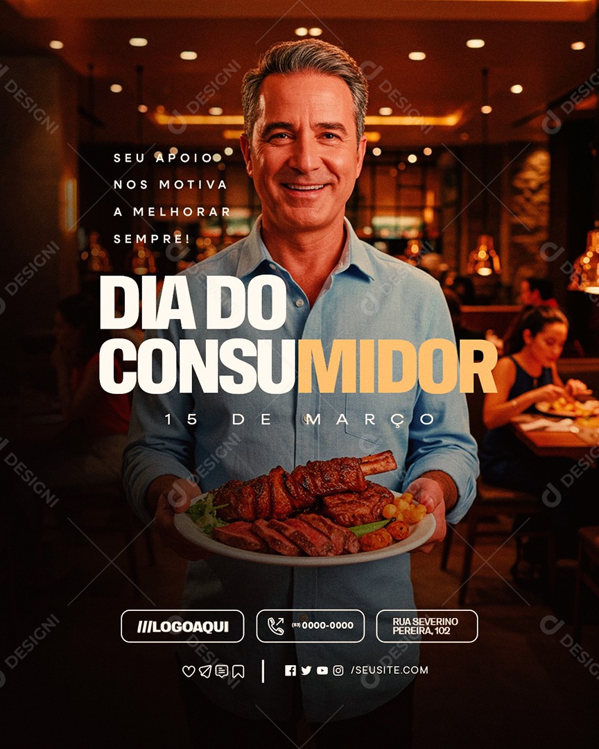 Dia do Consumidor 15 de Março Restaurante Churrascaria Social Media PSD Editável