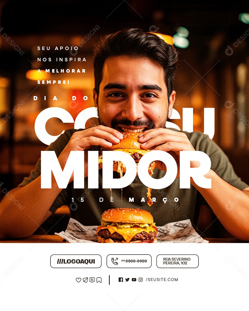 Dia do Consumidor 15 de Março Hamburgueria Social Media PSD Editável