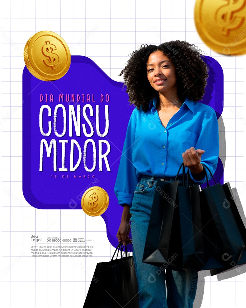 Flyer Dia Mundial do Consumidor 15 de Março Social Media PSD Editável