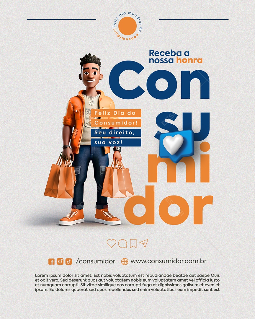 Dia do Consumidor 15 de Março Seu Direito Sua Voz Social Media PSD Editável