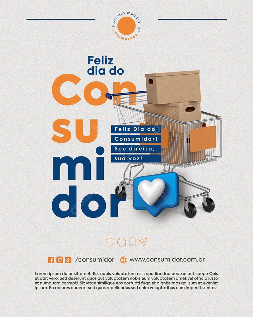 Dia do Consumidor 15 de Março Seu Direito Sua Voz Social Media PSD Editável