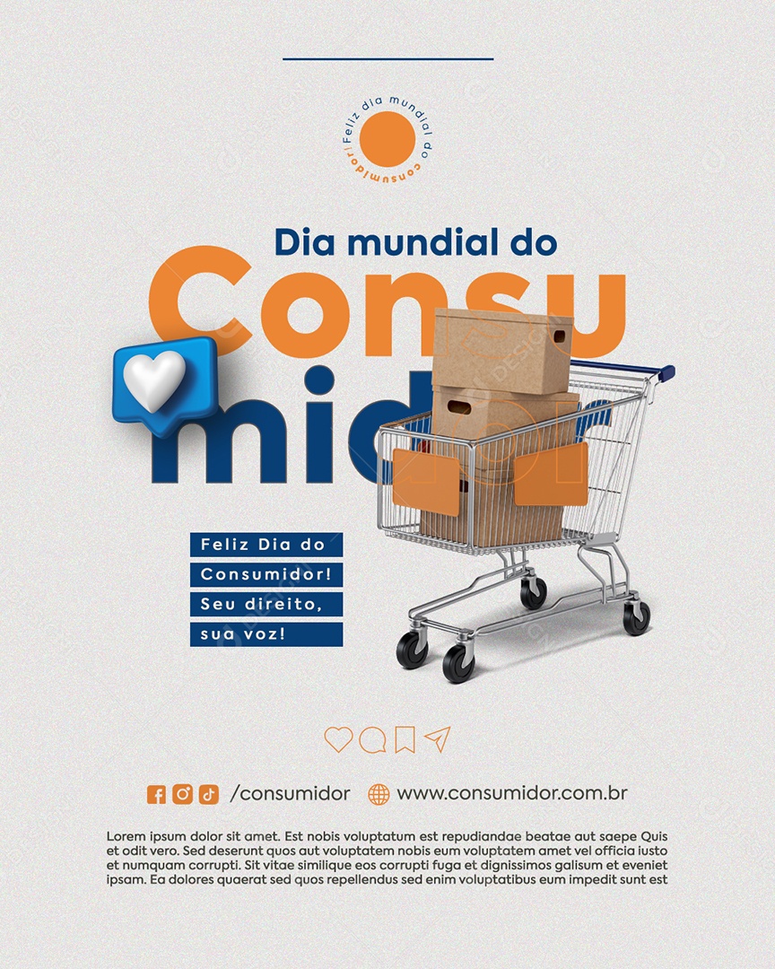 Dia do Consumidor 15 de Março Seu Direito Sua Voz Social Media PSD Editável