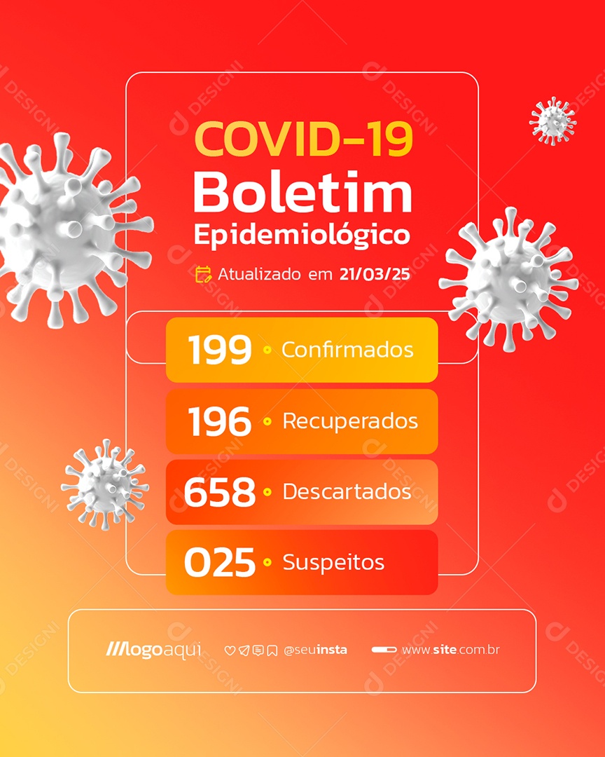 Covid-19 Boletim Epidemiológico Recuperados Descartados Social Media PSD Editável