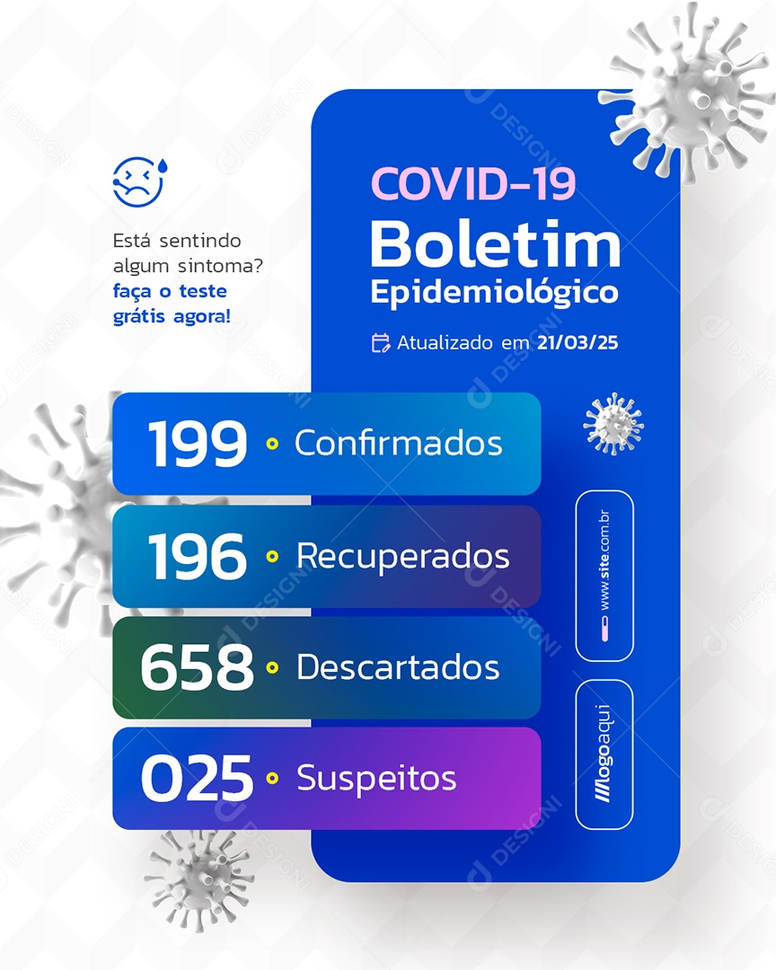 Covid-19 Boletim Epidemiológico Confirmados Social Media PSD Editável