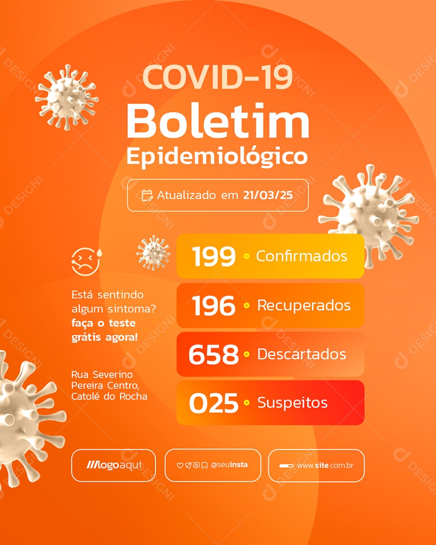 Covid-19 Boletim Epidemiológico Recuperados Social Media PSD Editável