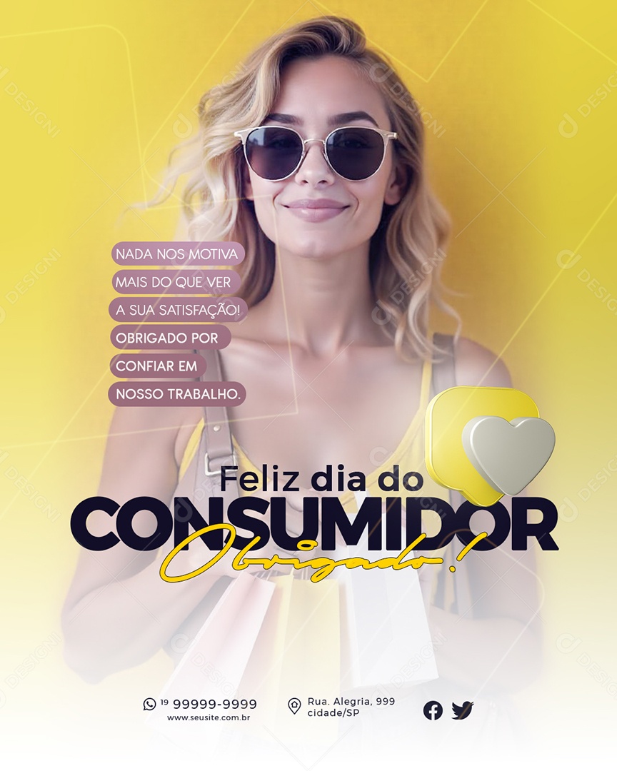 Feliz Dia do Consumidor Obrigado Social Media PSD Editável