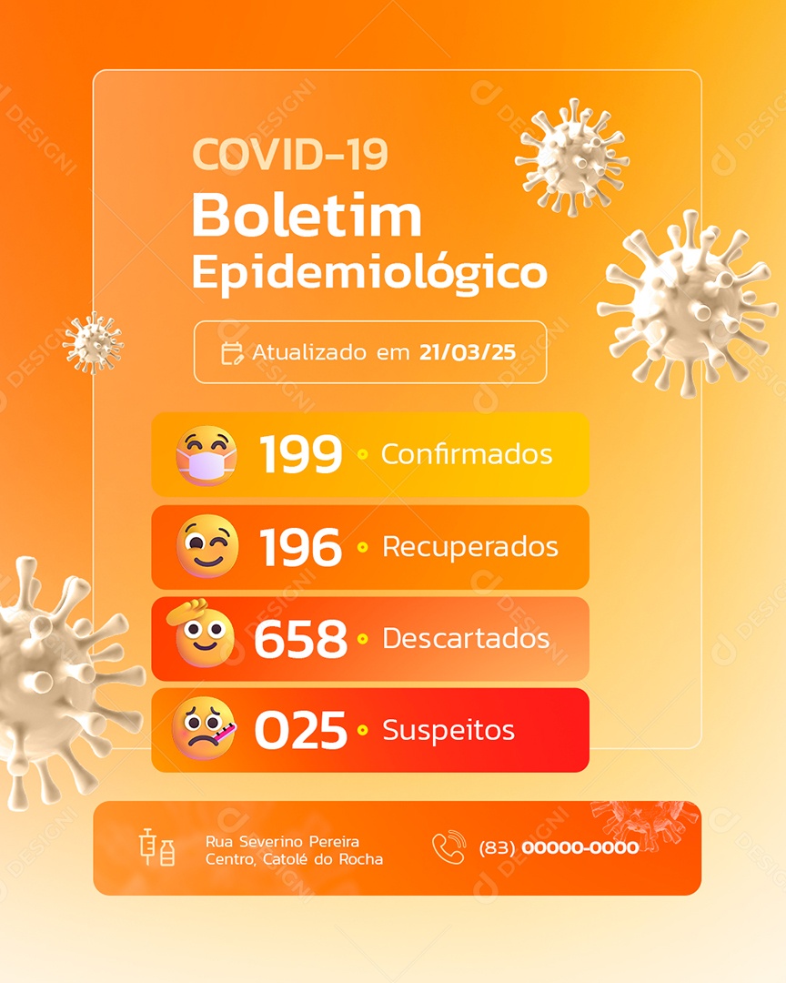 Covid-19 Boletim Epidemiológico Confirmados Social Media PSD Editável