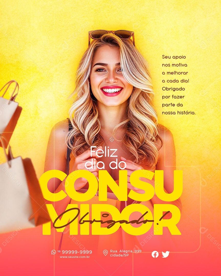 Feliz Dia do Consumidor Obrigado Social Media PSD Editável