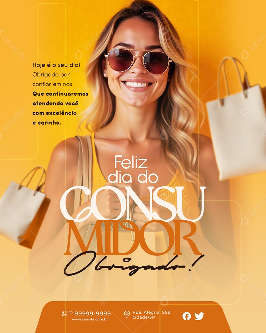 Feliz Dia do Consumidor Obrigado Social Media PSD Editável