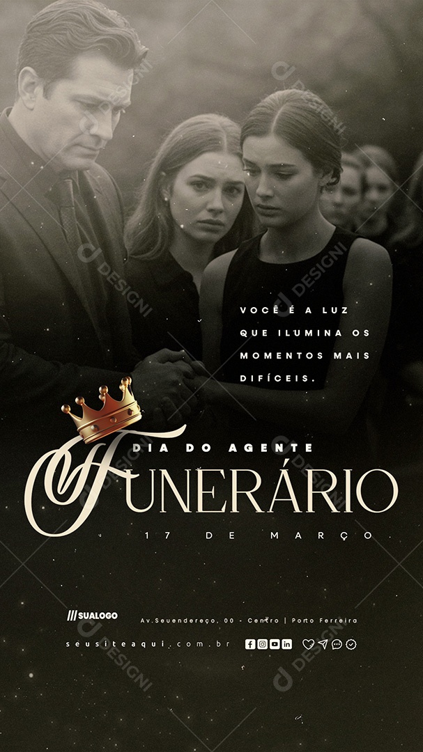 Story Dia do Agente Funerário 17 de Março Você é a Luz Que Ilumina Social Media PSD Editável