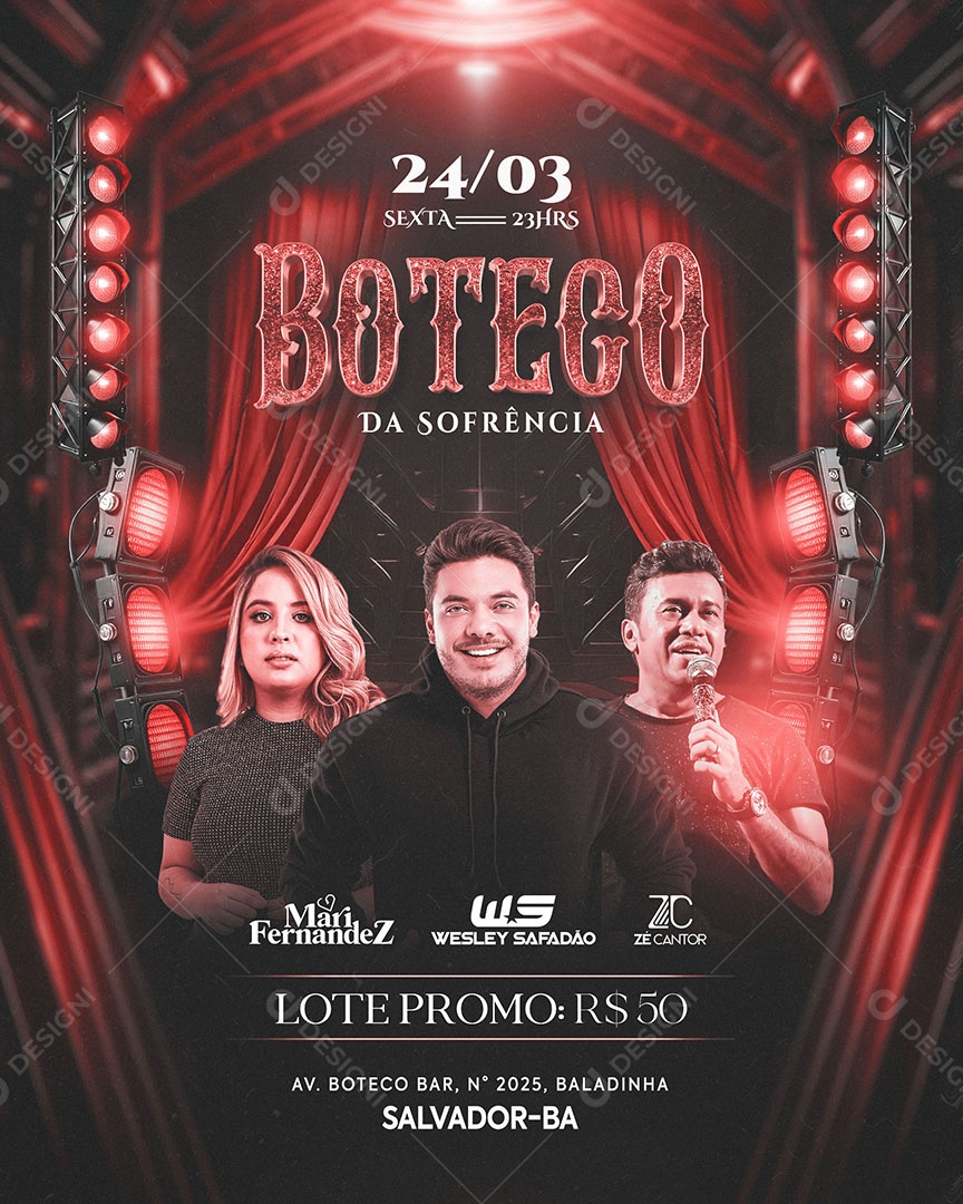 Flyer Boteco Da Sofrência Social Media Feed PSD editável