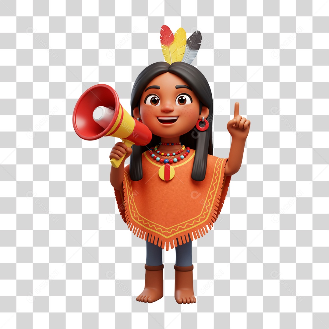 Personagem 3D com Megafone Anunciando Ofertas PNG Transparente