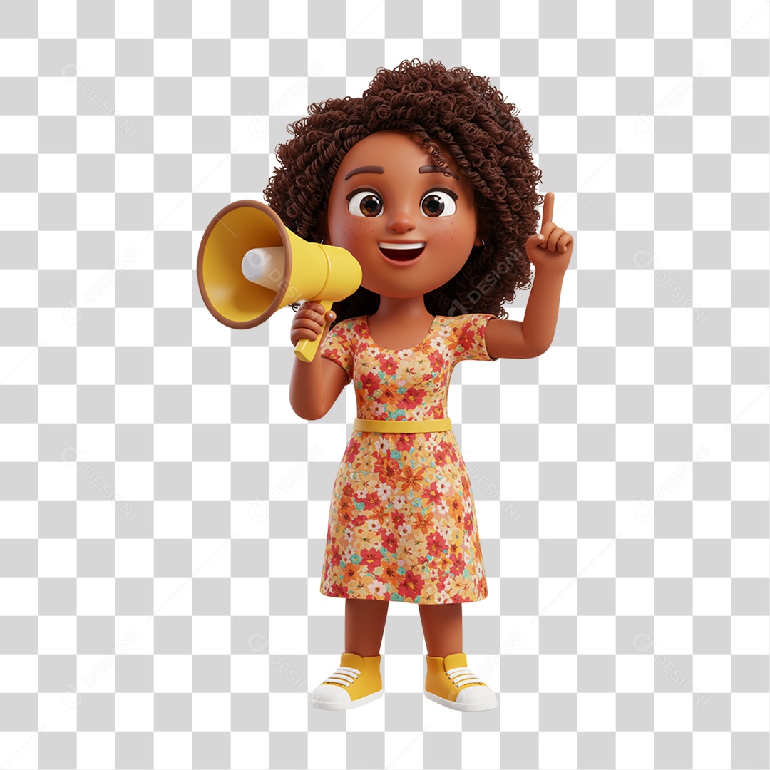 Personagem 3D com Megafone Anunciando Ofertas PNG Transparente