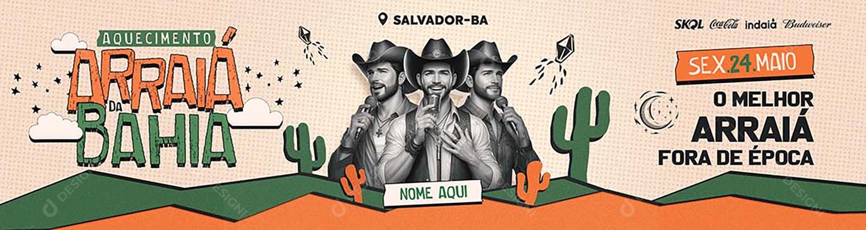Carrossel Aquecimento Arraiá Da Bahia Social Media Feed PSD Editável